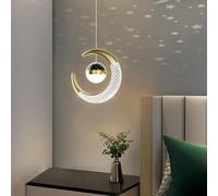 XINYASEE LED Suspension, LED Plafonnier,Lustre en étoile,Lustre Lune,réglable en hauteur Convient à la chambre à coucher, au couloir, à la salle à manger et à la cuisine (Doré（ lumière blanche ）)