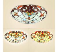 XINYASEE Plafonnier de chambre Tiffany, plafonnier rond E27 avec abat-jour en verre coloré, plafonnier encastré pour éclairage de balcon de couloir de salon, 30-40 cm (B, 30cm)