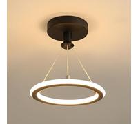 XINYASEE Suspension Acrylique LED Moderne, Lustres en métal,Cercle LED Lampe Suspendue, Dimmable Cercle Réglable Lampes Suspendues pour Salle à Manger Salon (Noir)