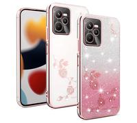 XINYEXIN Coque Paillettes pour Realme C35, Étui Bling Pailleté pour Femmes et Filles, Housse de Téléphone Brillante Ultra-Fin Transparent Antichoc - Or Rose