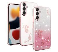 XINYEXIN Coque Paillettes pour Samsung Galaxy M15 5G, Étui Bling Pailleté pour Femmes et Filles, Housse de Téléphone Brillante Ultra-Fin Transparent Antichoc - Or Rose