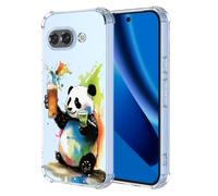 XINYEXIN Coque pour Google Pixel 10a Transparent - Série Colorée de Graffitis d'art Cool, Motif Mignon, Étui TPU Antichoc Ultra-Mince - Panda