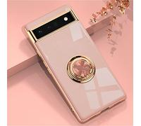 XINYEXIN Coque pour Google Pixel 6a avec Anneau Support Rotatif à 360 Degrés, Souple TPU Silicone Case Antichoc Housse Bague Étui pour Google Pixel 6a - Rose