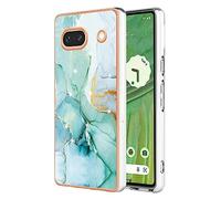 XINYEXIN Coque pour Google Pixel 7a Case Étui avec Motif en Marbre Coloré Doré - Housse Protection Antichoc pour Dames Fille - Vert