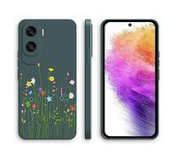 XINYEXIN Coque pour Honor 90 Lite 5G, Coque Silicone Souple avec Motif Mignon, Étui Antichoc à Bord Droit - Flowers, Green