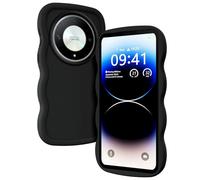 XINYEXIN Coque pour Honor Magic 6 Lite 5G / Magic6 Lite 5G, Étui Housse Vague Cadre Forme Bouclée Mignon Liquide Silicone Antichoc - Le Noir