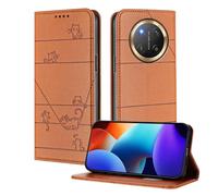 XINYEXIN Coque pour Honor Magic 7 Lite, Étui à Rabat en Cuir PU avec Protection RFID, Fentes Cartes, Portefeuille, Support, Protection Intégrale - Marron