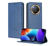 XINYEXIN Coque pour Honor Magic 7 Lite, Étui à Rabat en Cuir PU avec Protection RFID, Fentes Cartes, Portefeuille, Support, Protection Intégrale - Bleu