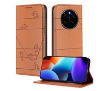 XINYEXIN Coque pour Honor Magic 7 Pro, Étui à Rabat en Cuir PU avec Protection RFID, Fentes Cartes, Portefeuille, Support, Protection Intégrale - Marron