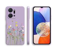 XINYEXIN Coque pour Honor X7a, Coque Silicone Souple avec Motif Mignon, Étui Antichoc à Bord Droit - Flowers, Purple