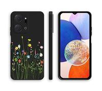 XINYEXIN Coque pour Honor X7a, Coque Silicone Souple avec Motif Mignon, Étui Antichoc à Bord Droit - Flowers, Black