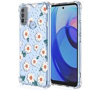 XINYEXIN Coque pour Motorola Moto E40 / Moto E30 / Moto E20 Femme, Fleurs Motif 3D Filles Florales Silicone Étui Transparent Housse Antichoc Bumper Case Cover - Daisy