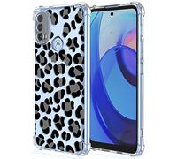XINYEXIN Coque pour Motorola Moto E40 / Moto E30 / Moto E20 Femme, Fleurs Motif 3D Filles Florales Silicone Étui Transparent Housse Antichoc Bumper Case Cover - Leopard