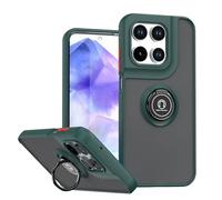 XINYEXIN Coque pour Motorola Moto G77/G67/G87, Etui Téléphone Antichoc avec Anneau de Support, Hard PC et TPU Bumper Mat Translucide Case Cover - Vert foncé