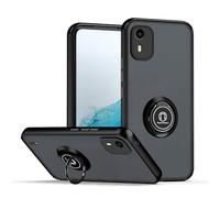 XINYEXIN Coque pour Nokia C12 / Nokia C12 Pro, Etui Téléphone Antichoc avec Anneau de Support, Hard PC et TPU Bumper Mat Translucide Case Cover - Noir