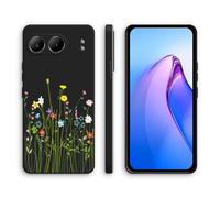 XINYEXIN Coque pour OnePlus Nord 4 5G, Coque Silicone Souple avec Motif Mignon, Étui Antichoc à Bord Droit - Flowers, Black