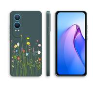 XINYEXIN Coque pour OnePlus Nord CE 4 Lite 5G, Coque Silicone Souple avec Motif Mignon, Étui Antichoc à Bord Droit - Flowers, Green