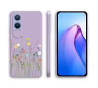 XINYEXIN Coque pour OnePlus Nord CE 4 Lite 5G, Coque Silicone Souple avec Motif Mignon, Étui Antichoc à Bord Droit - Flowers, Purple