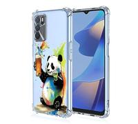 XINYEXIN Coque pour Oppo A16 / Oppo A16s / Oppo A54s Transparent - Série Colorée de Graffitis d'art Cool, Motif Mignon, Étui TPU Antichoc Ultra-Mince - Panda