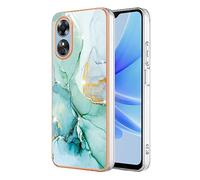 XINYEXIN Coque pour Oppo A17 Case Étui avec Motif en Marbre Coloré Doré - Housse Protection Antichoc pour Dames Fille - Vert