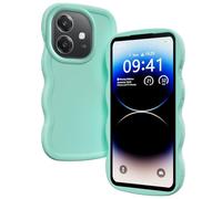 XINYEXIN Coque pour Oppo A40 4G / A40m / Oppo A60 5G, Étui Housse Vague Cadre Forme Bouclée Mignon Liquide Silicone Antichoc - Vert