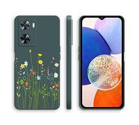 XINYEXIN Coque pour Oppo A57 4G / Oppo A57s 4G / A77 4G, Coque Silicone Souple avec Motif Mignon, Étui Antichoc à Bord Droit - Flowers, Green