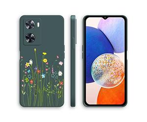 XINYEXIN Coque pour Oppo A57 4G / Oppo A57s 4G / A77 4G, Coque Silicone Souple avec Motif Mignon, Étui Antichoc à Bord Droit - Flowers, Green