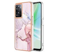 XINYEXIN Coque pour Oppo A57s 4G / A57 4G/5G / A77 5G Case Étui avec Motif en Marbre Coloré Doré - Housse Protection Antichoc pour Dames Fille - Or Rose
