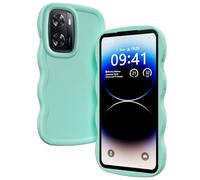 XINYEXIN Coque pour Oppo A57s 4G / A57 4G/5G / A77 5G / N20 SE / N300, Étui Housse Vague Cadre Forme Bouclée Mignon Liquide Silicone Antichoc - Vert