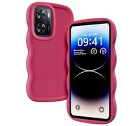 XINYEXIN Coque pour Oppo A57s 4G / A57 4G/5G / A77 5G / N20 SE / N300, Étui Housse Vague Cadre Forme Bouclée Mignon Liquide Silicone Antichoc - Rouge