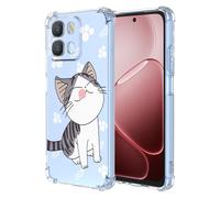 XINYEXIN Coque pour Oppo A6x 4G/5G / Oppo A6 4G/5G /Oppo A6k Mignon Dessin Animé Chat Motif Mode Dessin, Housse Étui Transparent Antichoc Ultra-Mince, TPU Bumper Case - Cat