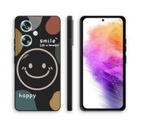 XINYEXIN Coque pour Oppo A79 5G / OnePlus Nord N30 SE, Coque Silicone Souple avec Motif Mignon, Étui Antichoc à Bord Droit - Smile, Black