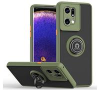 XINYEXIN Coque pour Oppo Find X5 Pro, Etui Téléphone Antichoc avec Anneau de Support, Hard PC et TPU Bumper Mat Translucide Case Cover - Armée Verte