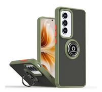 XINYEXIN Coque pour Oppo Reno 12 5G / Reno12 5G, Etui Téléphone Antichoc avec Anneau de Support, Hard PC et TPU Bumper Mat Translucide Case Cover - Armée Verte