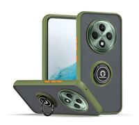 XINYEXIN Coque pour Oppo Reno 12F 4G 5G / Reno 12FS 4G 5G, Etui Téléphone Antichoc avec Anneau de Support, Hard PC et TPU Bumper Mat Translucide Case Cover - Armée Verte
