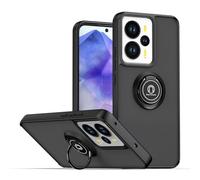 XINYEXIN Coque pour Realme 14 5G / Realme 14T 5G, Etui Téléphone Antichoc avec Anneau de Support, Hard PC et TPU Bumper Mat Translucide Case Cover - Noir