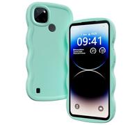 XINYEXIN Coque pour Realme C21Y / C25Y, Étui Housse Vague Cadre Forme Bouclée Mignon Liquide Silicone Antichoc - Vert