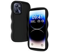 XINYEXIN Coque pour Realme C35, Étui Housse Vague Cadre Forme Bouclée Mignon Liquide Silicone Antichoc - Le Noir