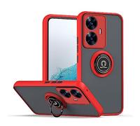 XINYEXIN Coque pour Realme C55, Etui Téléphone Antichoc avec Anneau de Support, Hard PC et TPU Bumper Mat Translucide Case Cover - Rouge