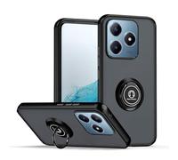 XINYEXIN Coque pour Realme C63 / C61 / Realme Note 60, Etui Téléphone Antichoc avec Anneau de Support, Hard PC et TPU Bumper Mat Translucide Case Cover - Noir