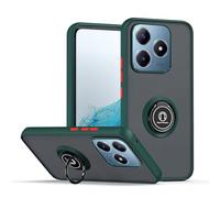 XINYEXIN Coque pour Realme C63 / C61 / Realme Note 60, Etui Téléphone Antichoc avec Anneau de Support, Hard PC et TPU Bumper Mat Translucide Case Cover - Vert foncé