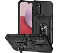XINYEXIN Coque pour Samsung Galaxy A14 4G/5G avec Cache Caméra et Béquille, Couvercle Coulissant de la Caméra + Support Annulaire à 360 Degrés Etui Housse Antichoc - Le Noir