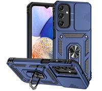 XINYEXIN Coque pour Samsung Galaxy A15 5G avec Cache Caméra et Béquille, Couvercle Coulissant de la Caméra + Support Annulaire à 360 Degrés Etui Housse Antichoc - Bleu