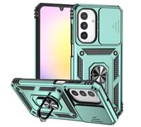 XINYEXIN Coque pour Samsung Galaxy A17 5G/4G avec Cache Caméra et Béquille, Couvercle Coulissant de la Caméra + Support Annulaire à 360 Degrés Etui Housse Antichoc - Vert