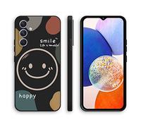 XINYEXIN Coque pour Samsung Galaxy A34, Coque Silicone Souple avec Motif Mignon, Étui Antichoc à Bord Droit - Smile, Black