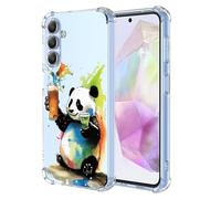 XINYEXIN Coque pour Samsung Galaxy A37 5G Transparent - Série Colorée de Graffitis d'art Cool, Motif Mignon, Étui TPU Antichoc Ultra-Mince - Panda