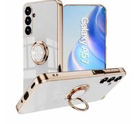 XINYEXIN Coque pour Samsung Galaxy A57 5G avec Anneau Support Rotatif à 360 Degrés, Souple TPU Silicone Case Antichoc Housse Bague Étui - Blanc