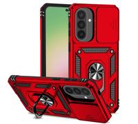 XINYEXIN Coque pour Samsung Galaxy A57 5G avec Cache Caméra et Béquille, Couvercle Coulissant de la Caméra + Support Annulaire à 360 Degrés Etui Housse Antichoc - Rouge