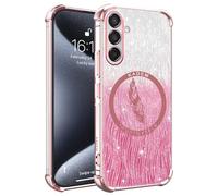 XINYEXIN Coque pour Samsung Galaxy M15 5G Étui Paillettes Transparente Housse Antichoc Ultra Fine Bling Glitter Case Slim TPU Bumper Back Cover - Rose