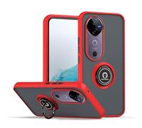 XINYEXIN Coque pour Vivo V40 5G, Etui Téléphone Antichoc avec Anneau de Support, Hard PC et TPU Bumper Mat Translucide Case Cover - Rouge